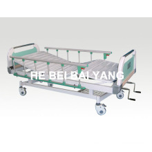 Cama del paciente, cama de hospital manual de doble función móvil con la cabeza de la cama del ABS (A-68)